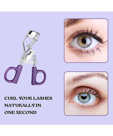 Metal Eyelash Curler Curl Up Lash Curler Long Lasting Eyelash Makeup Tool with Spring Assist Silicone Pad Lifted Eye Lash Curlers for Girls and Women Fits All Eye Shape(Purple) - Buy Online on SooperMarket.com