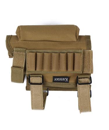 KWNRAOR Rifle Cheek Riser, Cheek Rest Pad for Rifle Stock with 7 Buttstock Ammo Holder for 300 308 Winmag Khaki