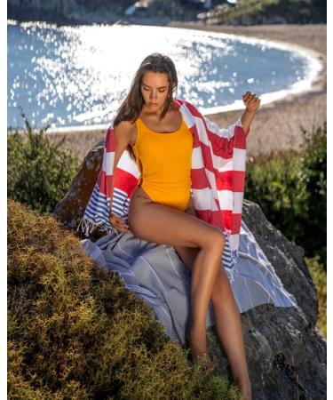 HAVLULAND Sale Set of 6 Turkish Beach Towels - Oversized 39x71, 100% Cotton, Absorbent, Quick-Dry, Sand Free - for Adults, Beach Gifts, Travel, Camping - Beach Accessories - Buy Online on SooperMarket.com