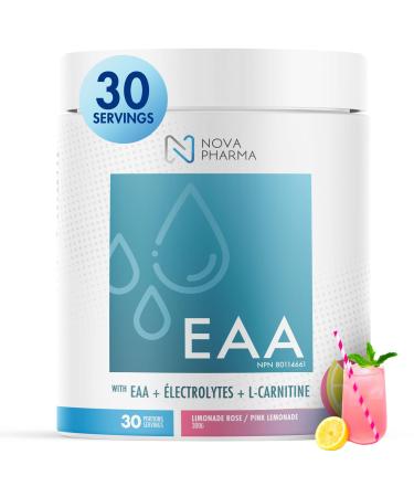 NOVA PHARMA EAA Supplement - Muscle Recovery Supplements - Amino Acids - 30 Servings - 4 Flavors (Pink lemonade)