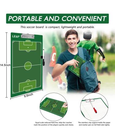 LEAP Soccer Clipboard Double Sided Design Premium Dry Erase Coaching Board Soccer Tactics Board for Coaches with Dry Erase Marker Pen Carabiner and Pen Holder - Buy Online on SooperMarket.com