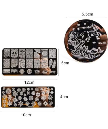 Sanwood Nail Stamping Plate - Clear Engraved Xmas Patterns | Stainless Steel Nail Art Template Tool Kit for Manicure - Style 5 - Buy Online on SooperMarket.com