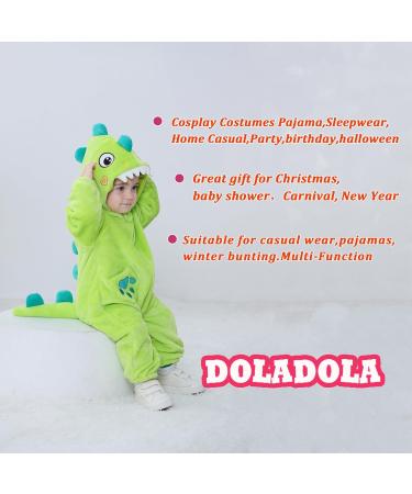 Doladola Unisex Baby Toddler Romper Jumpsuit Hooded Cartoon Sleepsuit | 2-3 Years | Emerald Green Shark - Buy Online on SooperMarket.com