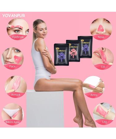 Sensitive Skin Hard Wax Beads (300g/10.5oz) with Spatulas - Painless At-Home Hair Removal for Facial, Eyebrow, Legs, Bikini, Armpit, Chest - Women & Men - Fits Any Wax Warmer (1 Rose) - Buy Online on SooperMarket.com
