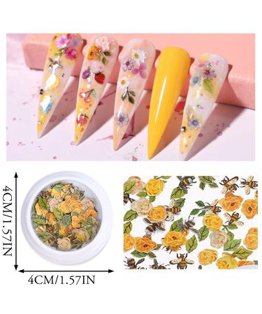300Pcs 3D Wood Pulp Flower Nail Art Charm Set for DIY Crafting - Nail Charms Butterfly and Bow Design - S1 - Buy Online on SooperMarket.com