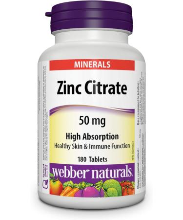 Webber Naturals Vitamin K2 120 mcg 75 Capsules MK-7 Formula Helps Support Bones Vegan & Zinc Citrate 50 mg 180 Tablets For Healthy Skin and Immune Support Vegan Vitamin + SUPPLEMENT 2006695 - Buy Online on SooperMarket.com