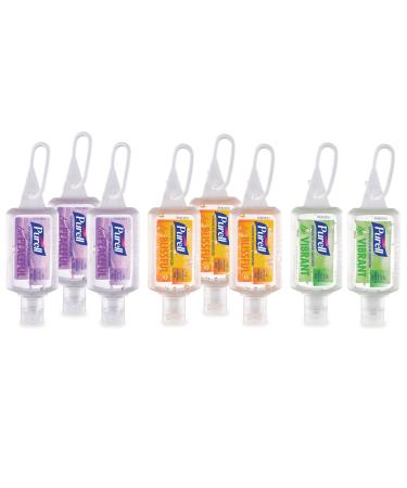 Purell Advanced Hand Sanitizer Gel Infused with Essential Oils, Scented Variety Pack, 1 fl oz Travel Size Flip Cap Bottles with JELLY WRAP Carrier (Pack of 8) 3900-09-ECME17