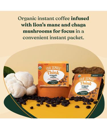 Foods Mushroom Instant Coffee Four Sigma Organic and Fair Trade with Lions Mane Chaga & Mushroom 10 x 2 5 g each Packets (25g) Midium Roast - Buy Online on SooperMarket.com