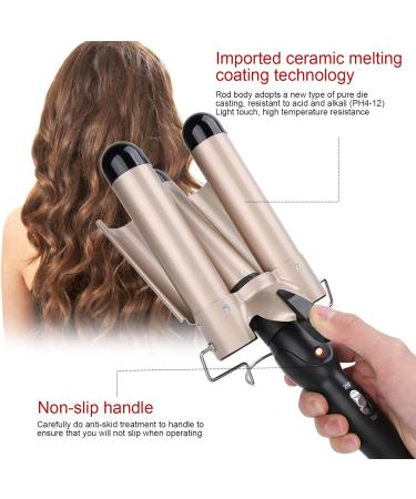 FILFEEL 3 Barrel Curling Iron Wand 28mm-32mm Hair Curler Waver Crimper Hair Styling Tool 110V 240V(EU-32mm) - Buy Online on SooperMarket.com