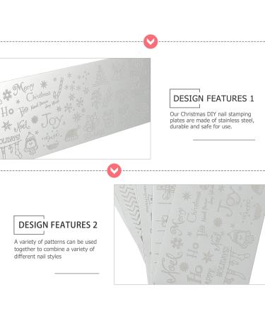 Christmas Nail Art Stamping Plates - 6-Piece Santa Reindeer & Snowflake DIY Manicure Templates for Winter Vacation - Buy Online on SooperMarket.com