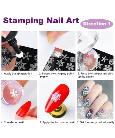 Famidiqgo Nail Stamper Set - French Tip Nail Art Kit with Clear Jelly Stamper Scraper & 3 Double-Ended Brushes for DIY Manicures - Buy Online on SooperMarket.com