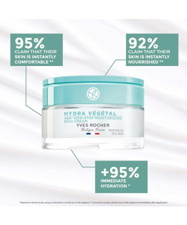 Yves Rocher Hydra Vegetal 48H Moisturizing Rich Cream - Best Face Moisturizer for Normal to Dry Skin - 1.6 FL OZ - Shop Internationally - Buy Online on SooperMarket.com