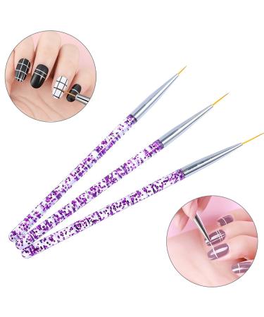 Peutpy 3-Piece Nail Art Liner Brush Set - Professional Acrylic & UV Gel Detailing Tools for Manicure & Nail Salon Accessories - Buy Online on SooperMarket.com