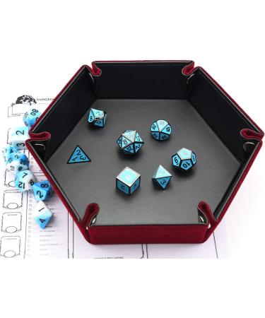 Folding Hexagon Dice Tray with Red Velvet Rolling Surface - Perfect for DND Dice Games and Storage - Buy Online on SooperMarket.com