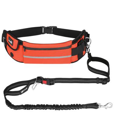 Pecute jogging leash dogs with belly belt pouring belt dog leash for large and medium -sized dogs leash dog with belt bag elastic running leash for dogs dog leash for running jogging orange basic version up to 100kg