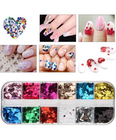 Nail Seedlettes - 36 Glitter Sequin Shapes (Hearts Stars Moons) | Holographic Nail Art Accessories for DIY Crafts & Decorations - Buy Online on SooperMarket.com