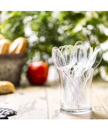 100 Pack Clear Plastic Tea Spoons - Heavyweight Disposable - Engraved Design - Buy Online on SooperMarket.com
