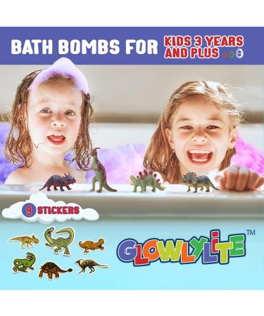 GLOWLYLITE - Colorful Dino Bath Bombs for Kids with Surprise Dinosaur Inside - Bubble Bath Gift with XL Toys and Stickers Included - Buy Online on SooperMarket.com