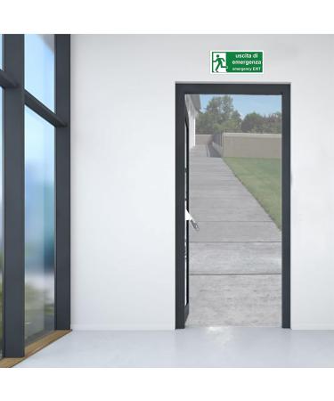 Pubblimania Emergency Exit Sticker - Durable PVC for Indoor/Outdoor Use (29cm x 13cm) | International Shipping Available - Buy Online on SooperMarket.com