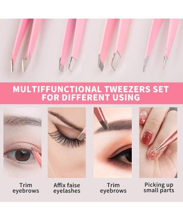 Professional Stainless Steel Tweezers Set - Precision Tools for Eyebrows, Facial Hair, and Blackhead Removal - Buy Online on SooperMarket.com