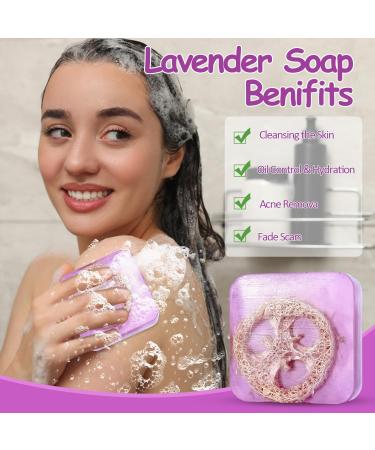 Lavender Soap Natural Lavender & Loofah Soap Bar Handmade Organic Soap Vegan Cruelty Free No SLS or Parabens Smooth Skin Acne Soap for Face and Body - Buy Online on SooperMarket.com