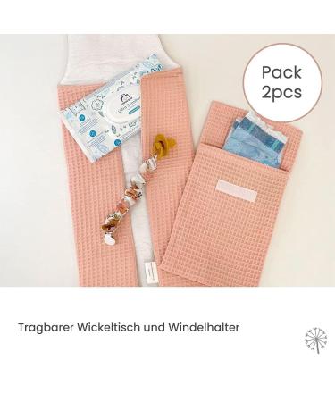 Mimuselina 2 Pack: Portable Baby Diaper Pad & Water-Repellent Diaper Bag - Foldable Dirt-Repellent Design in Waffle Pink for On-the-Go Parents - Buy Online on SooperMarket.com