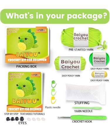 Cute Dinosaur Crochet Kit for Beginners - Complete Starter Pack for Adults - Buy Online on SooperMarket.com