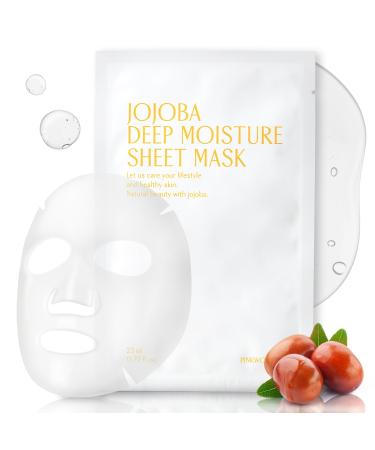 Jojoba Deep Moisture Sheet Masks (5EA) Jojoba Oil and Hyaluronic Acid Soothing for Dry and Sensitive Skin Vegan Fabric Korean Skincare