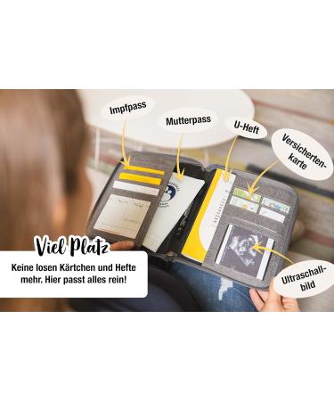 Ehrenkind Maternity Pass Cover | Mother-Child Pass Cover | U-Booklet Bag | Vaccination Record Cover in Gray - Shop Now for International Shipping! - Buy Online on SooperMarket.com