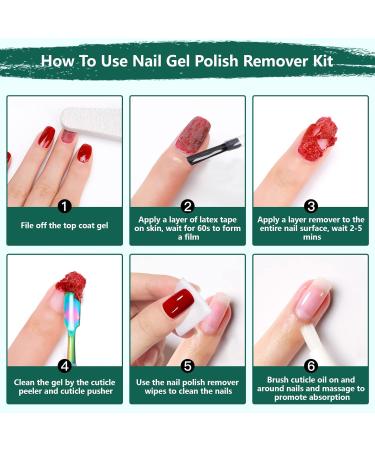 XIFEPFR Gel Nail Polish Remover Kit - 2 Pack | Professional Quick Remove, No Soaking Needed | Includes Latex Tape, Peel Off Liquid & Manicure Tools - Buy Online on SooperMarket.com