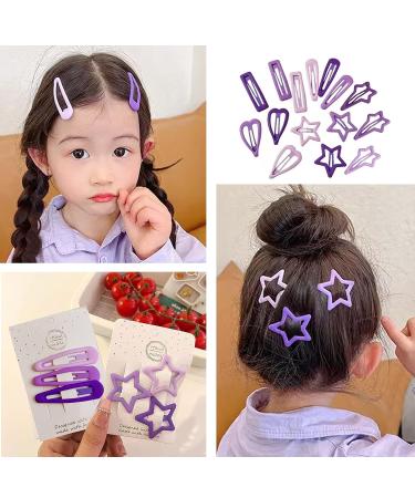 15 PCS Star Hair Clips - Non-Slip Metal Barrettes for Girls in Purple Geometric Pattern - Buy Online on SooperMarket.com