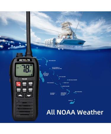Retevis RA26 Marine Radio | Handheld Floating Boat Radio IP67 Submersible | Backlit LCD Display | NOAA Weather | Portable & Waterproof - Buy Online on SooperMarket.com