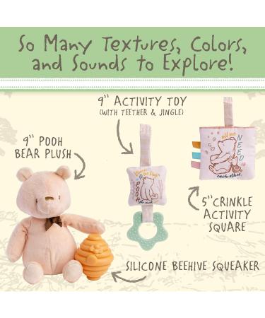 Classic Pooh 4 Piece Set with Stuffed Animal Toy - Piglet & Friends 9 inch - Baby Teether Included - Buy Online on SooperMarket.com
