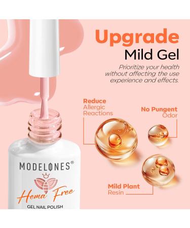 Modelones Hema Free Gel Nail Polish 6 Colors Nude Pink Jelly Gel Polish Neutral Nail Gel Polish Summer Shimmery Glitter Translucent Nail Art Gel Soak off Manicure DIY Salon for Girls Women Jelly Nude Pink - Buy Online on SooperMarket.com