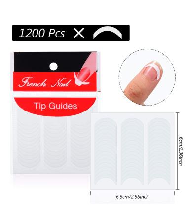 1200 pcs Self-Adhesive French Manicure Nail Sticker Set - White Half-Moon Shaped Decals for Nail Design (25 Sheets) - Buy Online on SooperMarket.com