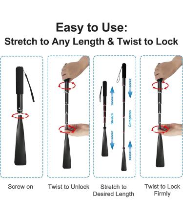 TriPro Long Handle Shoe Horn - Adjustable Telescopic Metal Shoe Horn for Seniors, Men, Women, Kids - Aluminum Alloy, Portable Design - Buy Online on SooperMarket.com