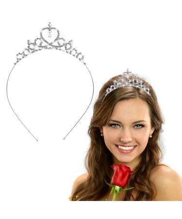 WLLHYF Silver Princess Crown Crystal Sash Tiara Rhinestone Headband Hair Accessories for Birthday Christmas Decoration Women Girls Bridal Wedding Hair Bands Jewellery Baroque
