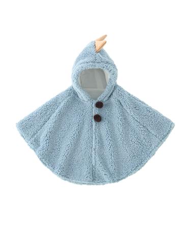 ITODA Toddler Winter Fleece Coat Poncho Cape Cute Hooded Cloak Coat Winter Warm Outwear Jacket Pattern Hoodies Girls Boys (0-3 Years) 24 Months Blue