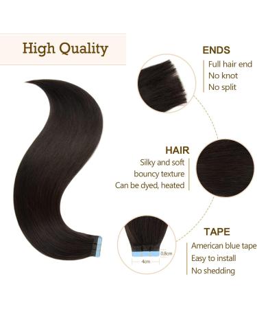 AGMITY Tape in Hair Extensions 100% Remy Human Hair 14 inches Natural Black 20pcs 40g/pack Seamless Skin Weft Straight Hair Extensions Real Human Hair(14 inches #1B Off Black) 14 inch #1B Off Black - Buy Online on SooperMarket.com