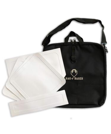 Bag of Bases - Throw Down Baseball Bases with Custom Carrying Bag - Perfect for Baseball, Teeball, Softball, Kickball, Kids, Backyard, Practice and School White