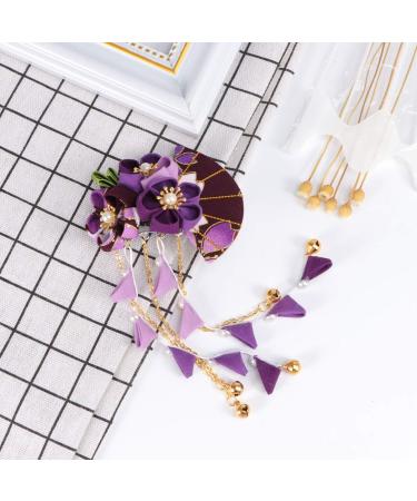 FRCOLOR Japanese Kimono Flower Hair Clips - Purple Bridal Kanzashi Hair Accessories for Women and Girls - Buy Online on SooperMarket.com