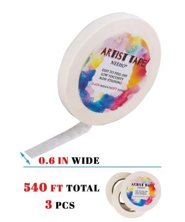 Neeho Artist Tape 3 Pack - Acid-Free White Masking Tape for Watercolor Painting and Canvas Framing - 0.6inch Wide 540FT - Buy Online on SooperMarket.com