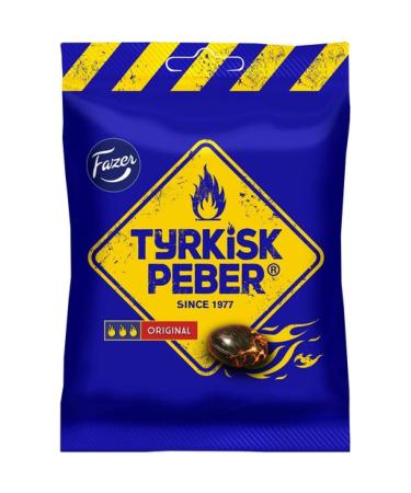 ScandiKitchen Fazer Tyrkisk Peber Original Finnish Hard Boiled Liquorice Sweets With Salty Liquorice Powder Center 120g