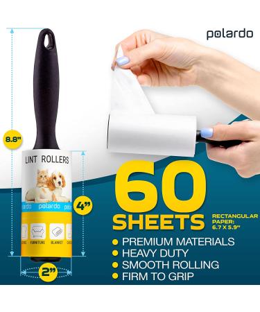Large Pet Hair Lint Rollers - Sticky Remover for Furniture, Clothes, and Carpet - Dog, Cat, and Animal Hair - White (Pack of 5) - Buy Online on SooperMarket.com