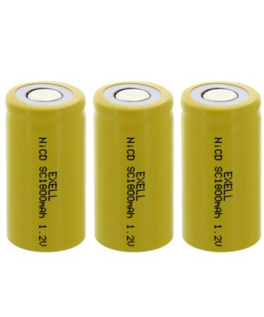 3x Exell SubC 1.2V 2000mAh NiCD Flat Top Rechargeable Batteries for high power static applications (Telecoms UPS and Smart grid) electric mopeds meters radios RC devices electric tools