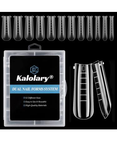 Kalolary 120pcs Dual Nail System Forms Full Cover Gel Nail Form Tips Acrylic wrong nails Nail Art Extension Tool 12 Sizes with scale