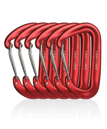 6 pieces of carabiner hooks climbing heavy load aluminum carabin hooks large 12kn (1200kg) aluminum carabiner keychain for hammocks camping backpack trips red