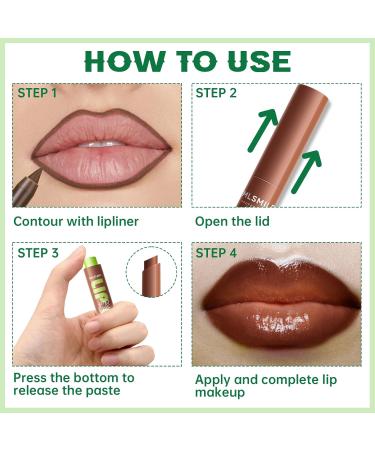Moisturizing Solid Lip Gloss & Jelly Lipstick Set | 3 Color Lip Oil Slick & Click Plumper with Dark Brown Lip Liner - Non-Sticky Tinted Balm Gift Set for Women | International Shipping - Buy Online on SooperMarket.com