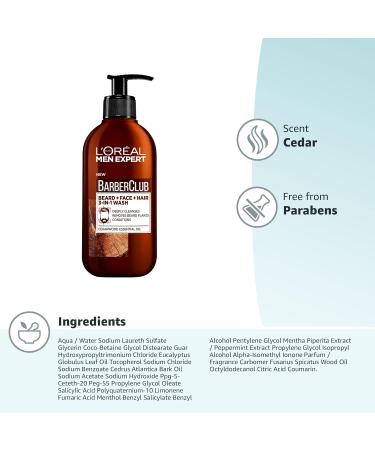 L'Oreal Men Expert Barber Club 3-in-1 Beard, Hair & Face Wash 200ml - Buy Online on SooperMarket.com