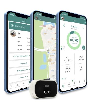 Link GPS Dog Tracker + Activity Monitor | Training Tools, Health Tracker, Waterproof, Flashlight, Lightweight, PetPass & Vet Record Storage, Fits On Most Collars | iPhone & Android Apps